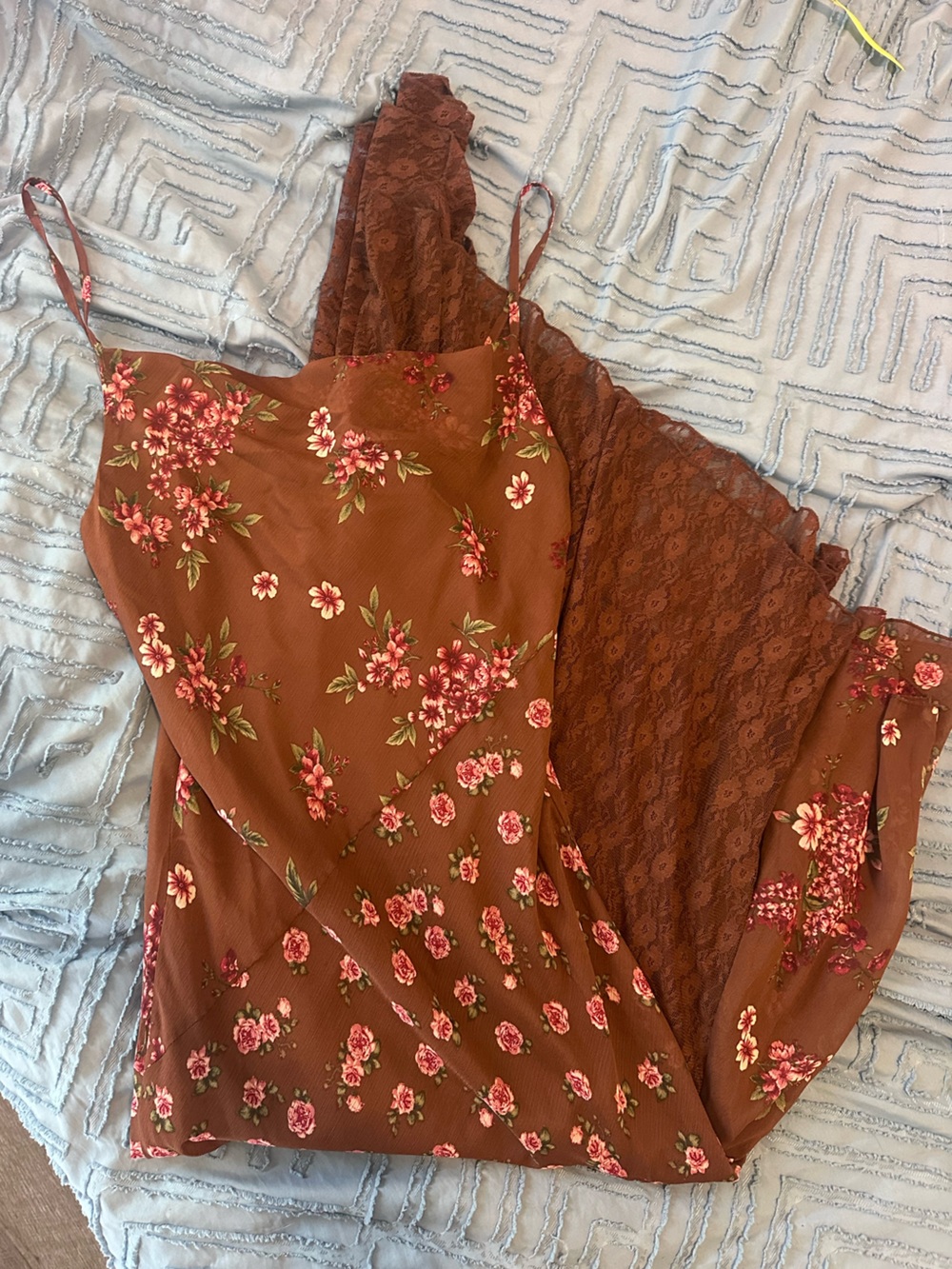 Sincerely Jules Rust Floral Asymmetrical Dress